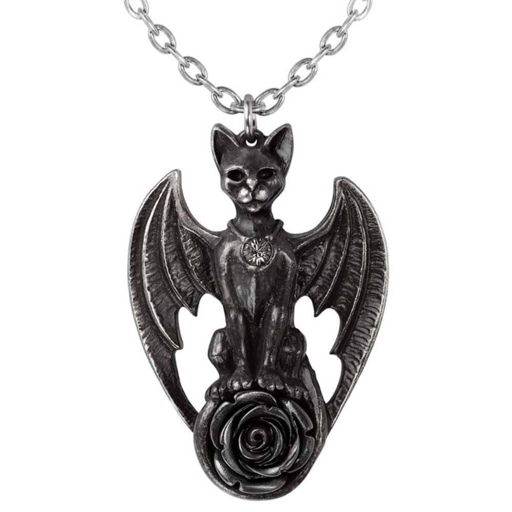 Alchemy Gothic Guardian of Soma Pendant Winged Cat Necklace NWT